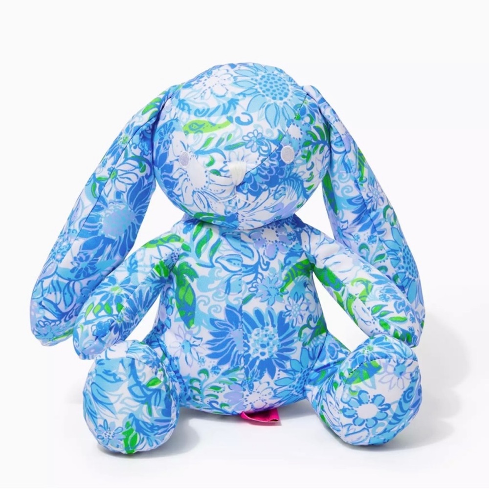 Lilly Pulitzer Bunny Rabbit in the print Zanzibar Frenchie Blue Suns Out